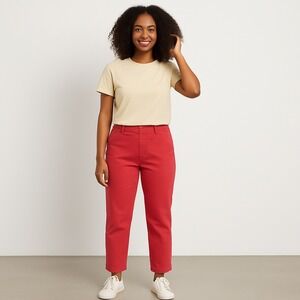 Frank & Eileen Coral Pink Cotton Wicklow Style Pants Size 4 Cropped Raw Hem boho